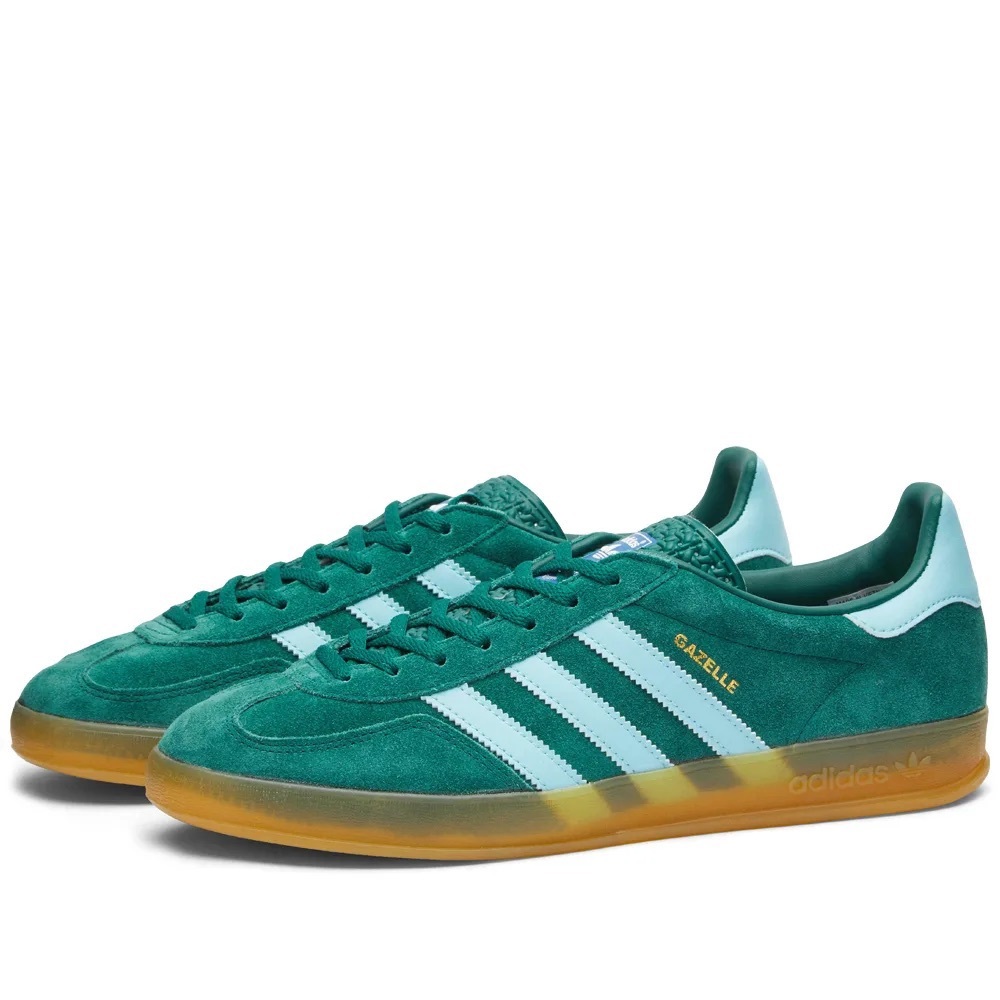 Adidas gazelle indoors collegiate green hazy sky blue gum